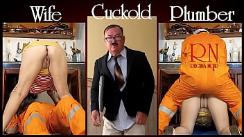 Cheating Housewife, Plumber And Cuckold Husband At The Kitchen. Scene 2