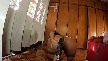 Ebony Stepmom Riding Black Dildo Until It Comes Anal Sex (full In Red)