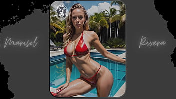 Ai-generated: _sun-kissed Beauty_ Stunning Red Bikini Photoshoot By The Pool (part 4) | Waifu Models #001