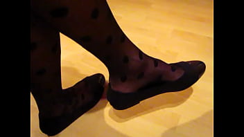 Isabelle-sandrine Wears Black Leather Sabrinas And Black Pantyhose