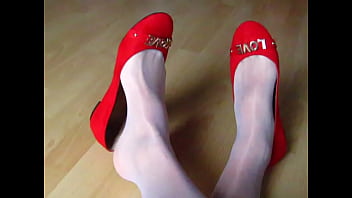 White Nylons And Red _love_ Ballet Flats - Shoeplay By Isabelle-sandrine