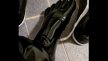 Undressing Latex Converse Sneakers, Latex Stockings And Latex Toe Socks - So Sweaty!