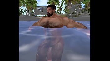 Drone Catches Hunky Musclebear Heyward Swimming In Ocean