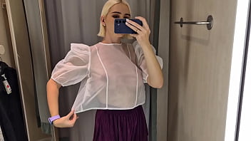 Let' Try On Transparent Clothes, Completely See-through. In The Mall. See Me In The Fitting Room