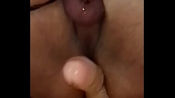 Sissy Trans Riding Dildo While Is Locked