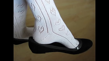 White Socks And Castaluna Ballet Flats, Shoeplay And Dangling By Isabelle-sandrine