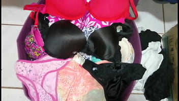 Splashing Huge Load Of Sperm All Over A Milfs Lingerie Stash!