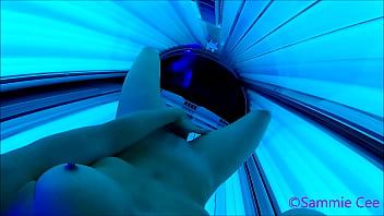 Public Tanning Booth Finger _ Dildo Fuck