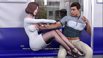 Very Horny Train Ride. Shaved Pussy