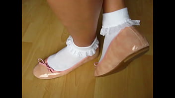 Apricot Patent Sabrinas And Frilly White Socks - Isabelle-sandrine Delacroix Loves To Teas Men