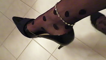 Black Patent _castaluna_ Leather High Heels, Anklet And Pantyhose, Dangling By Isabelle-sandrine