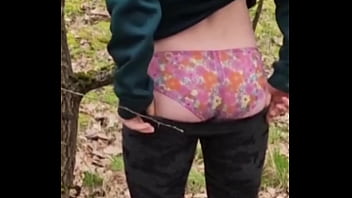 Sissy Pulls Down Leggings And Flashes Bum In Public