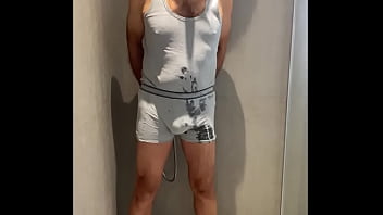 Pissing In Grey Underwear