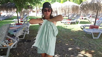 Stepmom Seduces Stepson By Showing Tits And Pussy In A Aquapark. Public Blowjob