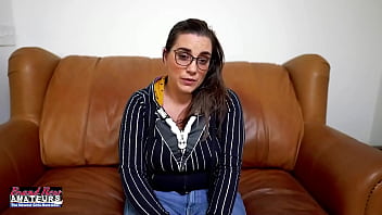 Shy Busty Brunette Celeste Gets Confy Sucking Cock And Masturbating!