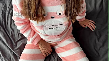 Asian Teen In Pajamas Masturbate Small Tits Horny Pussy And Squirting Orgasm