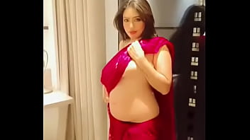 Classical Bold Looks Of Famous Actress Moumi In Blue Sari With Hanging Her Big Boobs