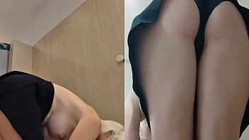 Hidden Camera In Fitting Room. Upskirt View