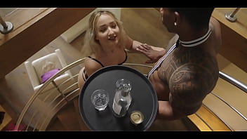 French Slut Suck The Dick Of Black Waiter And Then Called Her Boyfriend To Keep Fucking In The Room...