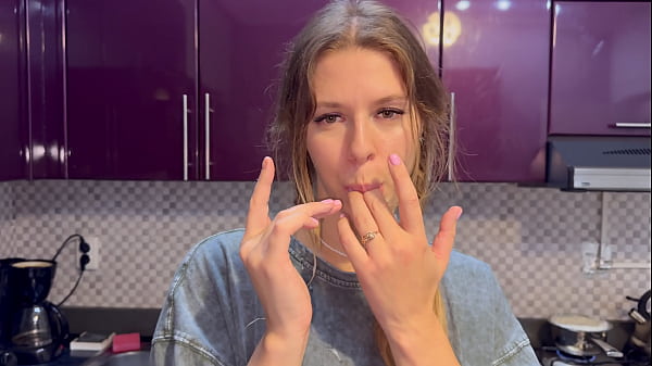 Dormmate-girl Gets Cum In Mouth And Hair While There Is No One In The Kitchen Except Us