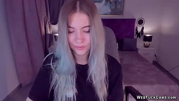 Blonde Teen Smoking Vape And Stripping Off On Solo Webcam Show