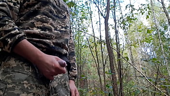 Quick Military Jerk Off In The Forest