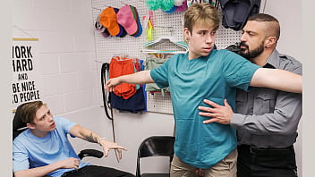 Security Officer Punishes The Perps In His Back Office For Stealing - Copfucks