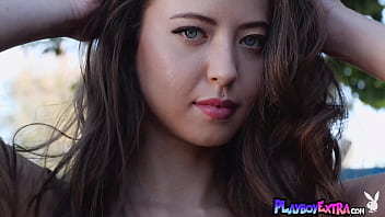 Skinny Brunette Harvester Teen Lauryn Wolfe Posing Nude Outdoor For Playboy