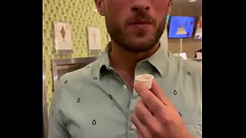 Chris Got Caught Trying All The Samples! How Many Sample Cups Do You Take?#froyo #samplecup #wearechrisandolivia #caught