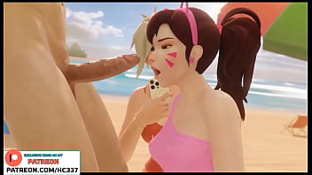 Overwatch Hottest D.va Blowjob On The Beach