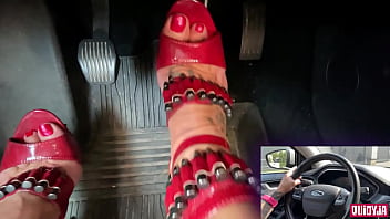 Red High Heels Driving