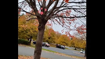 Showing Off Chest Tattoo Fall Time Outdoors Continued