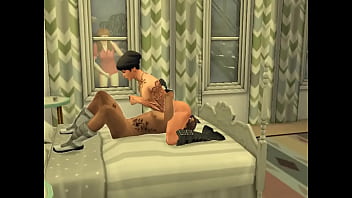 Fucking A Hot Goth Guy While A Crazy Girl Watches Through The Window