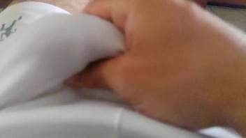 Massage My Cock Using White Shorts, Maybe You Can See The Head Of My Cock