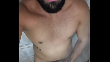 Camilo Brown Jerking His Big Uncut Cock In The Shower And Eating His Own Cum