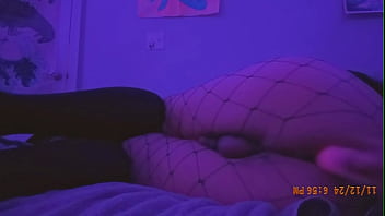 Thick Fanboy In Fishnets Enjoys Himself:3