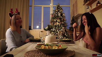 Sucking And Jerking Off Neighbor' Cock As A Christmas Present Handjob Cumshot