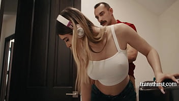 Trans Girl Penetrated While Bending Over To Do Laundry