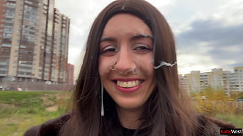 Stranger Came Massively On My Face In Car After Helping Fix It - Crazy Public Cumwalk