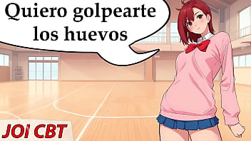 Joi Hentai, A Momo Le Divierte Golpear Tus Huevos. Instrucciones En Español.