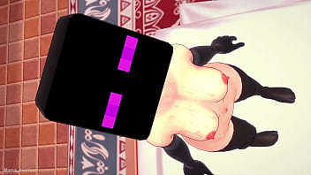 Novia Vestida De Enderman Solo Viste Su Toalla Y Quiere Follar