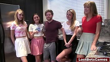 A Guy Gets Lucky In The Pool With His Four Naked Friends Around Him