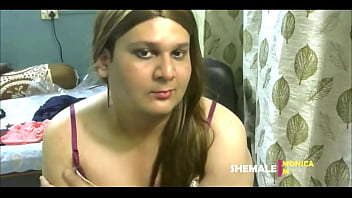 Shemale Monica M In Satin Lingerie