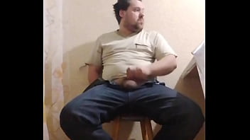 A Fat Gay Man Sat Down On A Chair To Masturbate His Little Cock