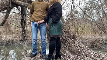 Mother-in-law Holds My Dick While I Pee Outdoors