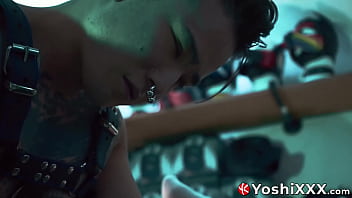 Leon Chevalier Spread His Hairy Legs So That Japanese Dom Yoshi Kawasaki Can Fist Him