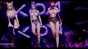[mmd] Stellar - Marionette Ahri Akali Kaisa Evelynn Seraphine League Of Legends Striptease Kda Popstar 4k 60fps