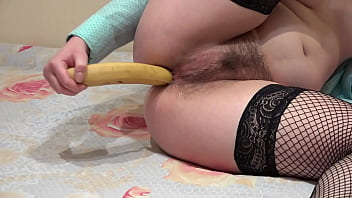 Unusual Anal Penetration. Milf In Stockings With Hairy Pussy And Beautiful Ass On The Floor.