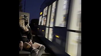 Risky Masturbating Public Tram Bus Shemale Exhibitionist