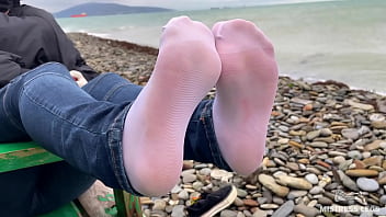 Beautiful Nylon Feet In Jeans Outdoor Compilation